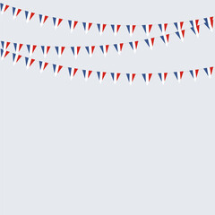 Obraz premium French flag buntings garlands isolated on grey background.