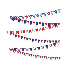Set of Patriotic bunting french flags. Bunting decoration of France flag.