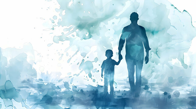 Fathers Day card with cute watercolor illustration,Father's Day templates for poster, cover, banner, social media.generative ai