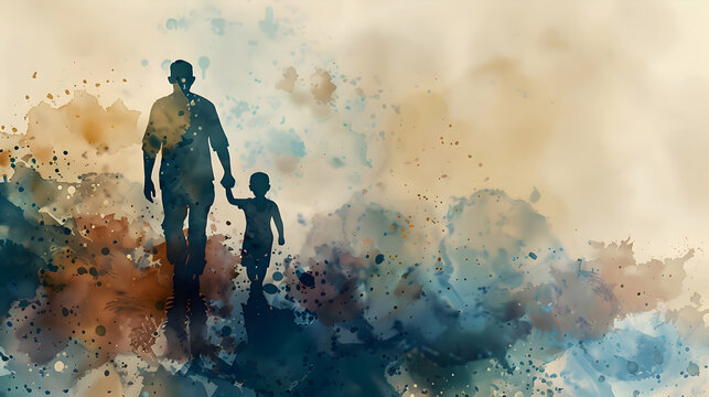 Fathers Day card with cute watercolor illustration,Father's Day templates for poster, cover, banner, social media.generative ai