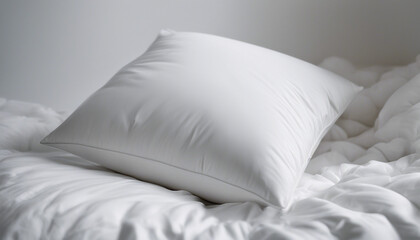 soft goose down white sleeping pillow, isolated white background, copy space for text. 