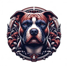 A dog in a circle image realistic photo photo card design illustrator