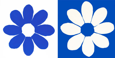 Two flowers on blue and white colours 2