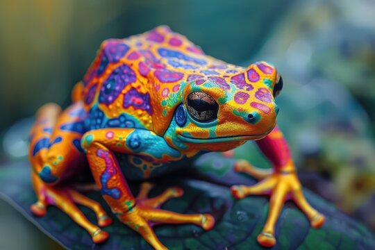 Kambo Frog Psychedelic Trip. Vibrant Colours and Surreal Dream-like Amphibian Hallucinogen