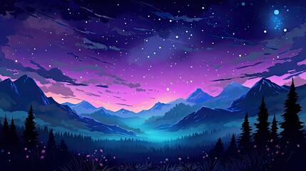 Colorful milky way galaxy night stars and night landscape mountain landscape - Powered by Adobe