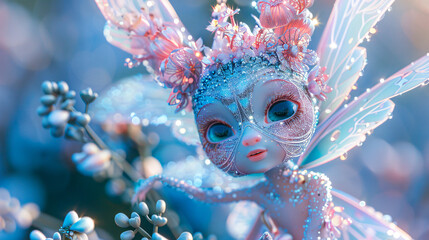 Enchanted Frost Fairy Doll in Winter Scene