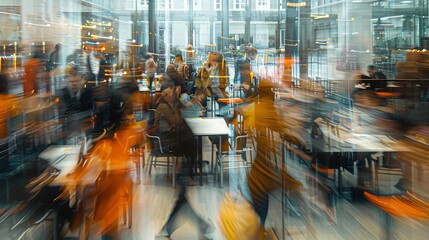 Lunch rush at a busy restaurant.