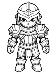 Coloring page for kids, medieval knight