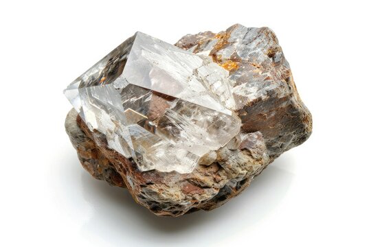 Gemstone Discovery: Herkimer Diamond Embedded in Matrix Bedrock - Mineral Mining Artifact Isolated
