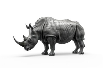 Obraz premium A powerful rhino standing on a white background. Suitable for various designs and projects