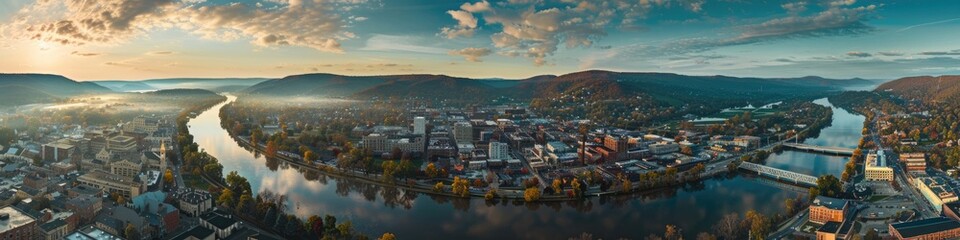 Panoramic City Landscape: Aerial View of Cumberland, Maryland with Stunning Architecture