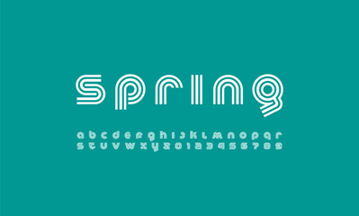 Stylized striped font minimalistic trendy alphabet