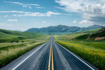 Naklejka premium three big vertical poster roadway mock up. Generative Ai.