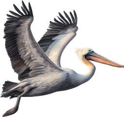 Pencil sketches of a cute pelican bird.