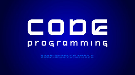 Technical future font digital cyber white alphabet