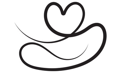 Heart calligraphy line for place your text. Vector hand drawn design element. Love heart sign. isolated on white background. Vector illustration. EPs 10
