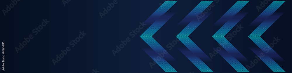 Poster Abstract background with glowing arrow lines, overlap layer on dark space. Vector illustration for web banner flyer, card cover or brochure in concept of technology, science, music 