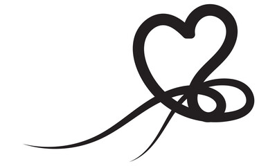 Heart calligraphy line for place your text. Vector hand drawn design element. Love heart sign. isolated on white background. Vector illustration. EPs 10
