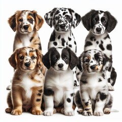 Many puppies with black and white spots image art photo harmony used for printing illustrator.