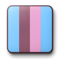 A blue, pink and brown square with a white background. The blue and pink colors are bright and the brown color is darker. The square is square in shape and has a smooth surface. Generative AI