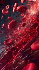 Anatomy of Health: Illustration of Blood Cells and Arteries