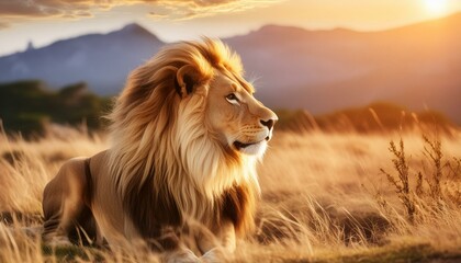 lion, animal, chat, crin, sauvage, faune, roi, jardin zoologique.The majestic lion's mane shone...