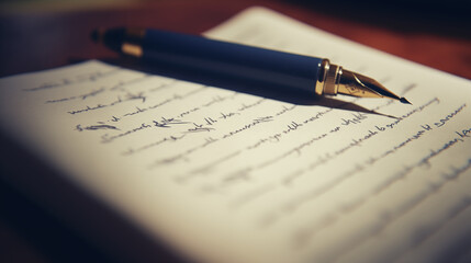 A detailed close-up of a pen on a notepad, capturing the essence of creative writing.