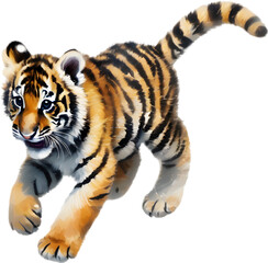 Fototapeta premium Watercolor painting of a cute tiger cub. 