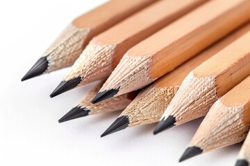 Obraz premium Unsharpened Pencil with Eraser. Wooden Art Tool for Education and Drawing. Closeup View