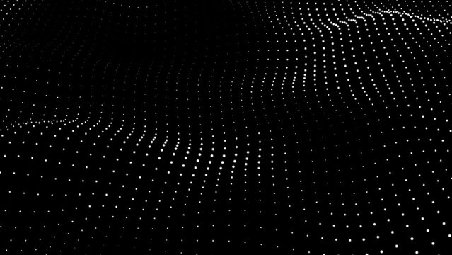 Abstract and technology dots wave background. Dot pattern with halftone effect. abstract wave technology black background with white color digital Dot background animation.