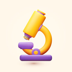 3D Microscope icon. Chemistry, pharmaceuticals, microbiology, science, exploration, education symbol.
