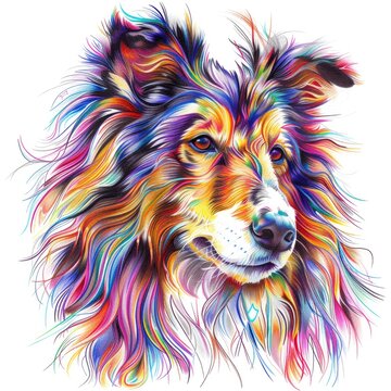 Multicolored Pencils on White Papre Create a Vibrant Illustration of a Cute Lion Pet