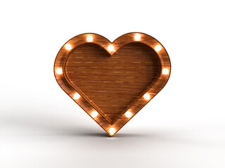 wooden heart illustration with LED lights Festa Junina