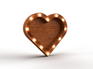 wooden heart illustration with LED lights Festa Junina