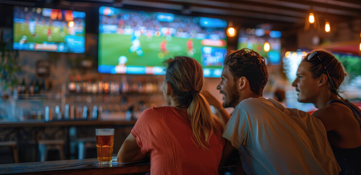 Fans enjoying a soccer match at a sports bar