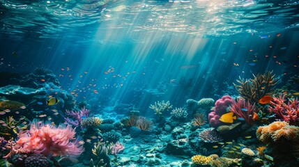 Vibrant coral reef underwater scene
