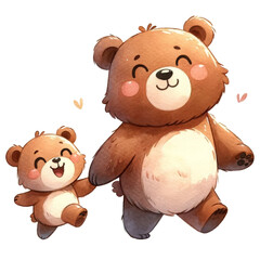 Obraz premium Cute Bear Family Cartoon Illustration