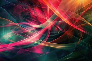 Obraz premium horizontal image of colourful abstract transparent waves abstract background with lights and rays