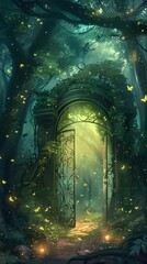 Obraz premium Enchanting Woodland Portal to a Magical Realm of Adventure and Discovery