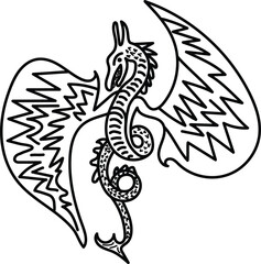 Asian Dragon Drawing Line Art