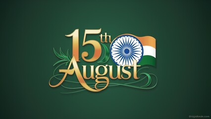 Creative illustration for Indian independence day 15th august with Indian Flag and Ashoka Wheel. Generative Ai.