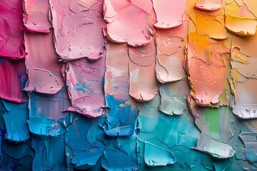 A close-up image showcasing a gradient of colorful oil paint streaks and textures
