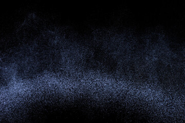 Blue grunge texture. Abstract splashes of water on dark background. Light clouds overlay texture on black backdrop..	
