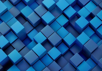 An image showcasing an organized pattern of 3D blue cubes with a modern and architectural vibe