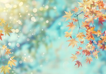 Beautiful autumn leaves captured with a shallow depth of field creating a dreamy bokeh background, symbolizing change and transition