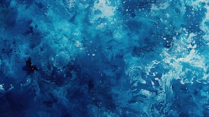 Naklejka premium Blue Grungy Art Background with Aquarelle Texture and Acid Splash Elements