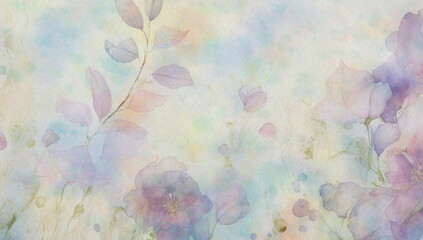 A soft watercolor floral pattern featuring delicate lavender and lilac blooms with gentle leaves, perfect for a romantic, dreamy aesthetic.