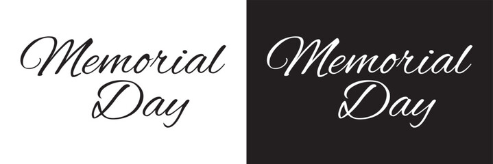 Memorial Day text. Hand drawn vector art. isolated on white and black background. pentagram logo. EPS 10