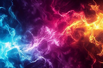 Obraz premium The brilliance of colors, brightness, saturation and electrical power of the gradient create a dynamic and lively image. These color transitions and light effects add energy and appeal, highlighting t