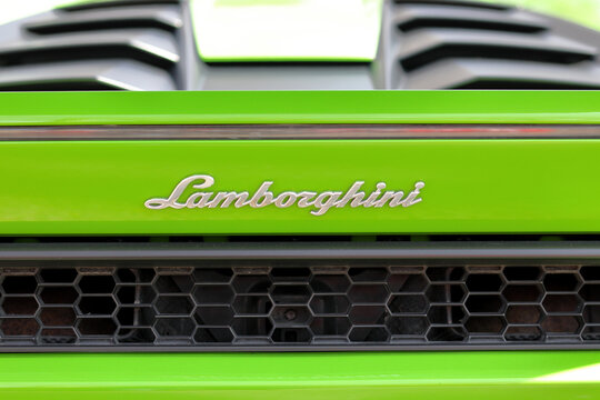 Rear part of green Lamborghini 